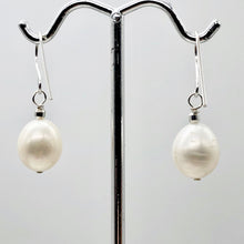 Load image into Gallery viewer, Pearl Dangle Sterling Silver Earrings| 1" Long | White | 10mm Pearl |