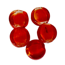 Load image into Gallery viewer, 5 Focal Flame Red Lampwork Glass Silver Foil Beads 8642