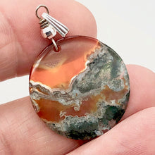 Load image into Gallery viewer, Limbcast Moss Agate Sterling Silver Pendant | 28x2mm| Orange/Green | 1 3/4" Long