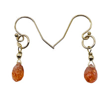 Load image into Gallery viewer, Sunstone Faceted Briolette 14K Gold Filled Earrings | 3/4" Long | Orange | 1 |