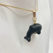 Load image into Gallery viewer, Happy Obsidian Orca Whale 14K Gold Filled 1.06" Long Pendant 509301ORG - PremiumBead Alternate Image 5