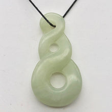 Load image into Gallery viewer, Hand Carved Natural Serpentine Infinity Pendant with Simple Black Cord 10821M | 45x22.5x5.5mm | Light Green - PremiumBead Alternate Image 2