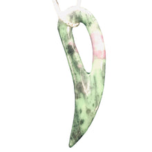 Load image into Gallery viewer, Ruby Zoisite Gemstone Comma Pendant | 94x28x6mm | Green/Red | 1 Pendant |