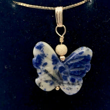 Load image into Gallery viewer, Semi Precious Stone Jewelry Flying Butterfly Pendant Necklace of Sodalite/Gold - PremiumBead Alternate Image 4
