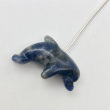 Load image into Gallery viewer, Unique 2 Carved Sodalite Jumping Dolphin Beads | 25x11x8mm | Blue white - PremiumBead Alternate Image 5
