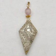Load image into Gallery viewer, Fossilized Coral, Kunzite Kite 14K Gold Filled Pendant| 2 3/4" | White, Black |