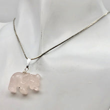 Load image into Gallery viewer, Rose Quartz Elephant Pendant Necklace|Semi Precious Stone Jewelry|Silver Pendant