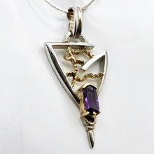 Load image into Gallery viewer, Amethyst Sterling Silver Pendant with 18K Gold Accent - PremiumBead Alternate Image 7