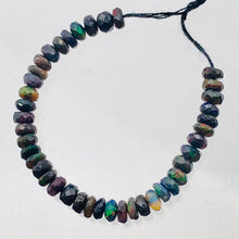 Load image into Gallery viewer, Opal Faceted Red Fire Roundel 4 1/4" Bead Strand | 4.5 mm | Black/Red | 39 Bead|