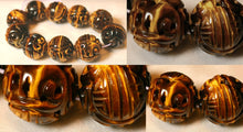 Load image into Gallery viewer, 19mm Premium Tiger's Eye Carved in Hongshan Style Long Life Dragon Bead 4843B1 | 19mm | Golden Brown - PremiumBead Primary Image 1