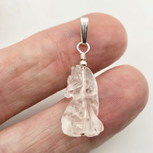 Load image into Gallery viewer, New Moon! Clear Quartz Wolf 925 Sterling Silver Pendant - PremiumBead Alternate Image 3