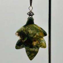 Load image into Gallery viewer, Ryolite Rain Tree Jasper Sterling Silver Leaf | 2 1/4" Long | Green | 1 Pendant