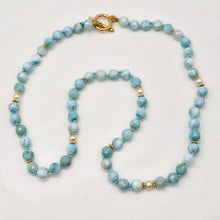 Load image into Gallery viewer, Larimar and Pearl 19 inch Designer Necklace | 19" | Blue White Gold | Necklace