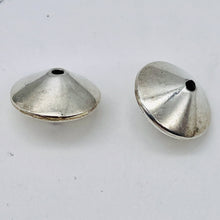Load image into Gallery viewer, 2 Handmade 14mm Solid Sterling Silver Knife Roundel Beads - 3.9G 3301