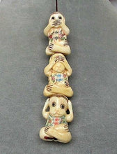 Load image into Gallery viewer, 3 Bead Set Color Scrimshaw No Evil Monkey Waterbuffalo Bone Beads 5659 - PremiumBead Alternate Image 2