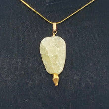 Load image into Gallery viewer, Chatoyant Green Hiddenite Kunzite Crystal 14K Gold Filled Pendant | 1 7/8" |