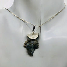 Load image into Gallery viewer, Jasper Sterling Silver Leaf | 2 1/2" Long | Gray/Black | 1 Pendant