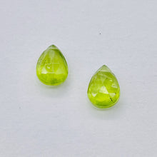Load image into Gallery viewer, Gem! Faceted Untreated Peridot Briolette Beads Matched Pair | 10x7x5mm | 5.1tcw|