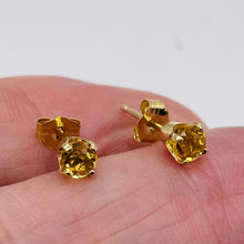 Load image into Gallery viewer, Citrine 14K Yellow Gold Stud Round Earrings | 4mm | Yellow | 1 Pair |