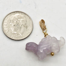 Load image into Gallery viewer, Dinosaur Carved Amethyst Stegosaurus 14Kgf Pendant | 1 inch long | Purple | - PremiumBead Alternate Image 7