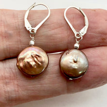 Load image into Gallery viewer, Fresh Water Pearl Sterling Silver Dangle Earrings | 1 1/4" Long | Golden Rose |