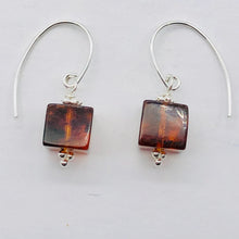 Load image into Gallery viewer, Amber Sterling Silver Cube Bead Earrings | 1 1/2" Long | Red | 1 Pair |