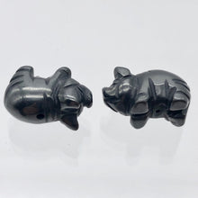 Load image into Gallery viewer, Oink 2 Carved Hematite Pig Beads | 21x13x9.5mm | Silvery Grey - PremiumBead Alternate Image 9