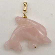 Load image into Gallery viewer, Rose Quartz Carved Dolphin 14K Gold Filled Pendant | 1.5 Inch | Pink |