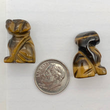 Load image into Gallery viewer, Faithful Puppy! 2 Tiger Eye Hand Carved Dog Beads | 22x15x15mm | Golden Brown