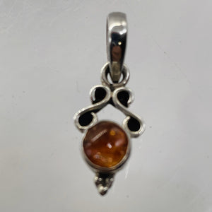 Amber Sterling Silver Bezel Set Pendant | 3/4" Long | Amber | 1 Pendant |