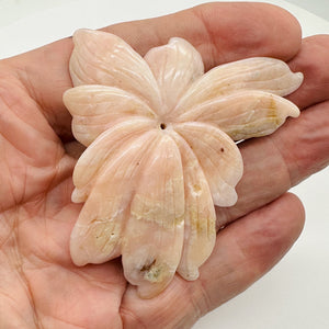 Peruvian Opal 163ct Carved Flower Pendant Bead | 60x80x7mm | Pink | 1 Bead |