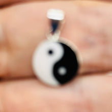 Load image into Gallery viewer, Ying Yang Sterling Silver Round Pendant | 7/8&quot; Long | Black, White | 1 Pendant |
