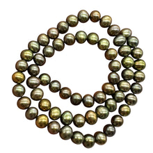 Load image into Gallery viewer, Fresh Water Pearls 16&quot; Strand Round Pearls | 7mm | Golden Green | 1 Strand |
