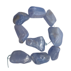 Chalcedony 8" Strand Nugget Beads | 29x21x18-21x14x14mm | Blue | 9 Beads |