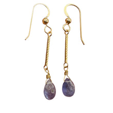 Load image into Gallery viewer, Tanzanite 14K Gold Filled Dangle Wire Wrap Earrings | Lavender | 1 Inch Long |
