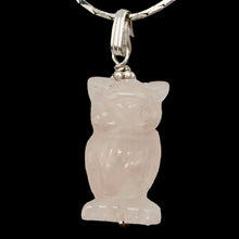 Load image into Gallery viewer, Rose Quartz Owl Pendant Necklace | Semi Precious Stone Jewelry | Sterling Silver
