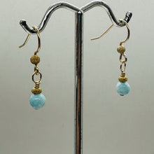 Load image into Gallery viewer, Natural Hemimorphite Yellow Gold 14kgf Earrings | 1 1/2" Long | Blue | 1 Pair |
