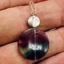 Load image into Gallery viewer, Fluorite Aurora Borealis Sterling Silver Pendant | 1 1/2&quot; Long | Blue/Purple |
