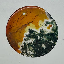 Load image into Gallery viewer, Limbcast Moss Agate Disc Pendant Bead | 34x2mm | Orange, White | 1 Bead |
