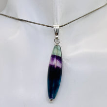 Load image into Gallery viewer, Fluorite Sterling Silver Navette Pendant| 2&quot; Long | Purple Green | 1 Pendant |
