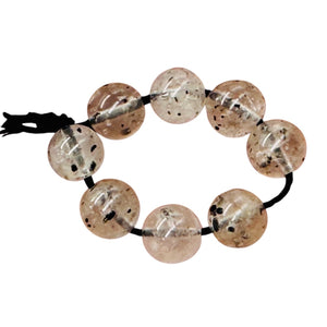 Tourmalinated Quartz Bead Parcel |7mm | 2 1/4" Long | Clear, Black | 8 Beads |