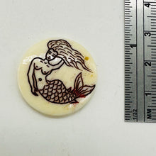 Load image into Gallery viewer, Lovely Scrimshawed Swimming Mermaid 14kgf Pendant | Red, Cream | 1 1/2&quot; Long |

