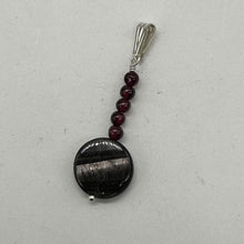 Load image into Gallery viewer, Rhodolite Garnet and Hypersthene Sterling Silver Pendant | 1 3/4 inches long |
