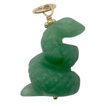 Load image into Gallery viewer, Sssslither! Carved Aventurine Snake 22K Vermeil Gold Pendant 509278AVG

