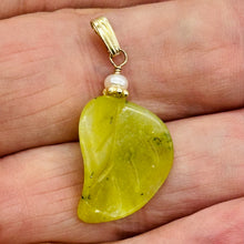 Load image into Gallery viewer, Jade Carved Leaf Sterling Silver Drop Pendant | 1 1/4&quot; Long| Green | 1 Pendant|
