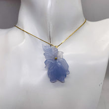 Load image into Gallery viewer, Hand Carved Natural Blue Chalcedony Flower and 14Kgf Pendant | 1&quot; Long |
