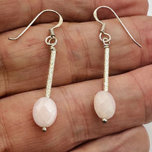 Load image into Gallery viewer, Pink Peruvian Opal Faceted Oval &amp; Stardust Sterling Silver Tube Earrings 5827B
