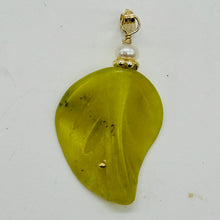 Load image into Gallery viewer, Jade Carved Leaf Sterling Silver Drop Pendant | 1 1/4&quot; Long| Green | 1 Pendant|
