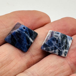 2 Hand Carved Sodalite Pyramid Beads 9289SO