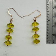Load image into Gallery viewer, Natural Yellow Amber 4 Bead 14K Rose Gold Filled Dangle Earrings 1.5" Handmade
